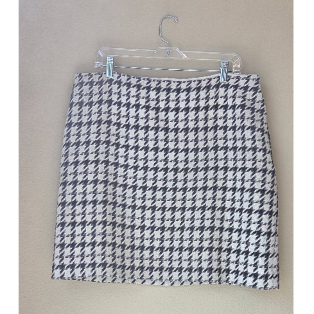 White House Black Market Houndstooth Mini Skirt Black White Career Chic